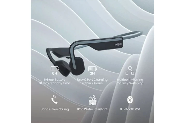 Shokz OpenMove Draadloze Hoofdtelefoon Grijs 8 Shokz OpenMove Draadloze Hoofdtelefoon Grijs - Afbeelding 6