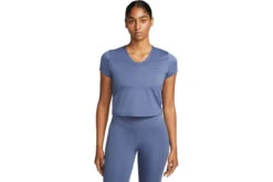 Nike Dri-FIT Geribde Hardlooptop Diffused Blue Dames