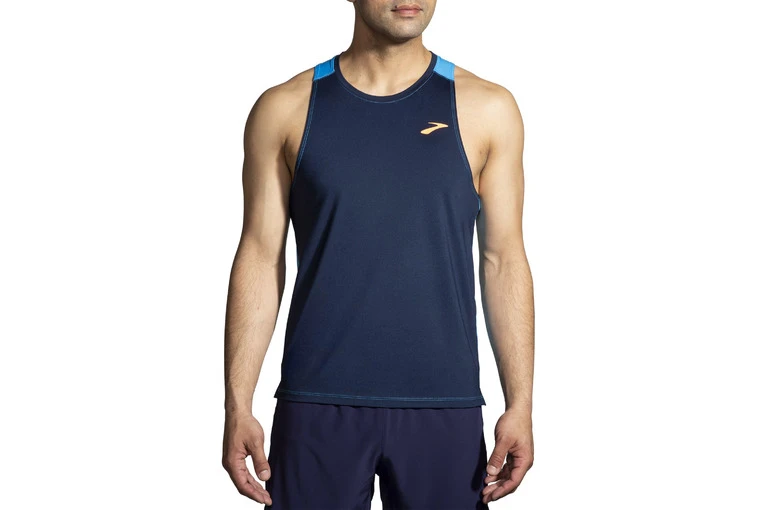 Brooks Atmosphere Singlet 2.0 Tanktop Navy/Spring Break Heren 4 Brooks Atmosphere Singlet 2.0 Tanktop Navy/Spring Break Heren - Afbeelding 2
